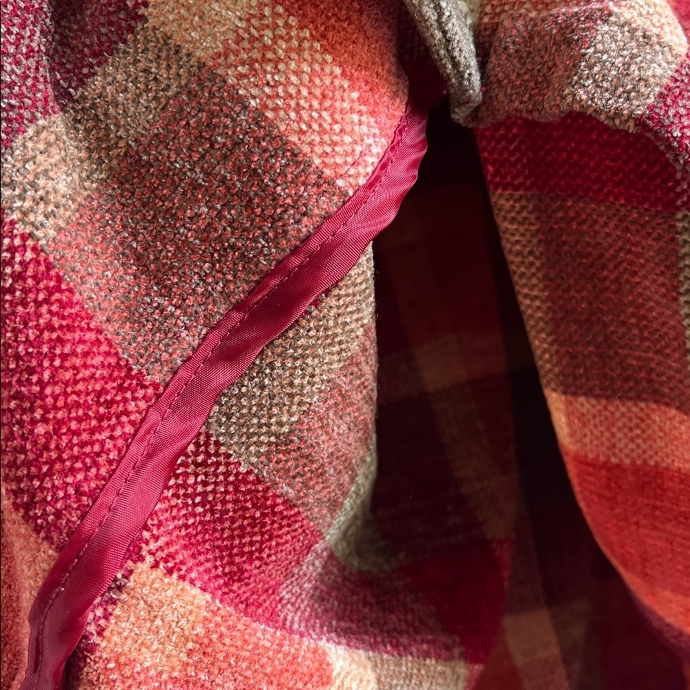 Vintage Christopher & Banks Cozy Red Multi Plaid Chenille Oversized Jacket EUC - Picture 5 of 9